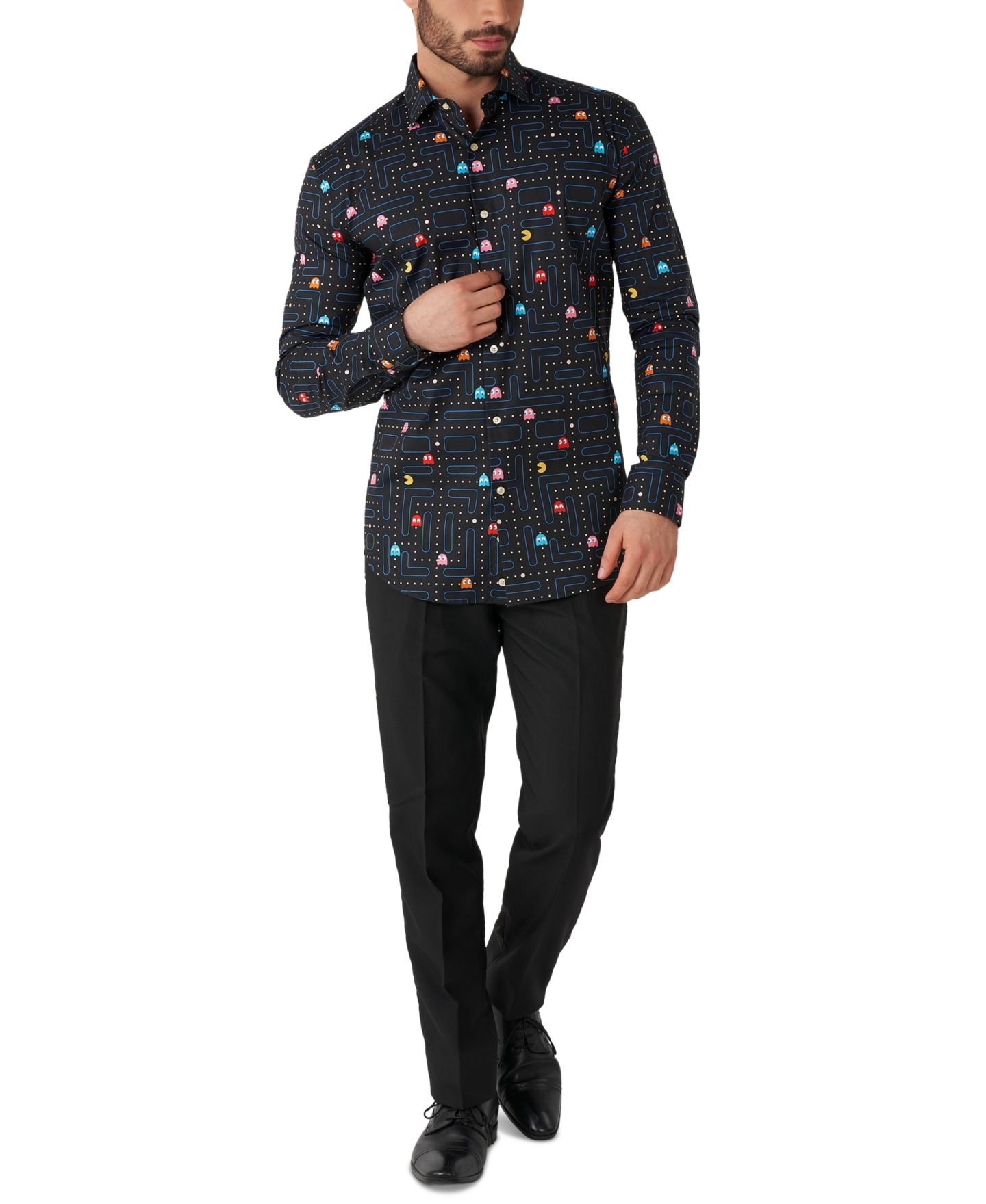 Мужские рубашки OppoSuits Printed Theme Party Shirts For Men, цвет: Чёрный — фото 6
