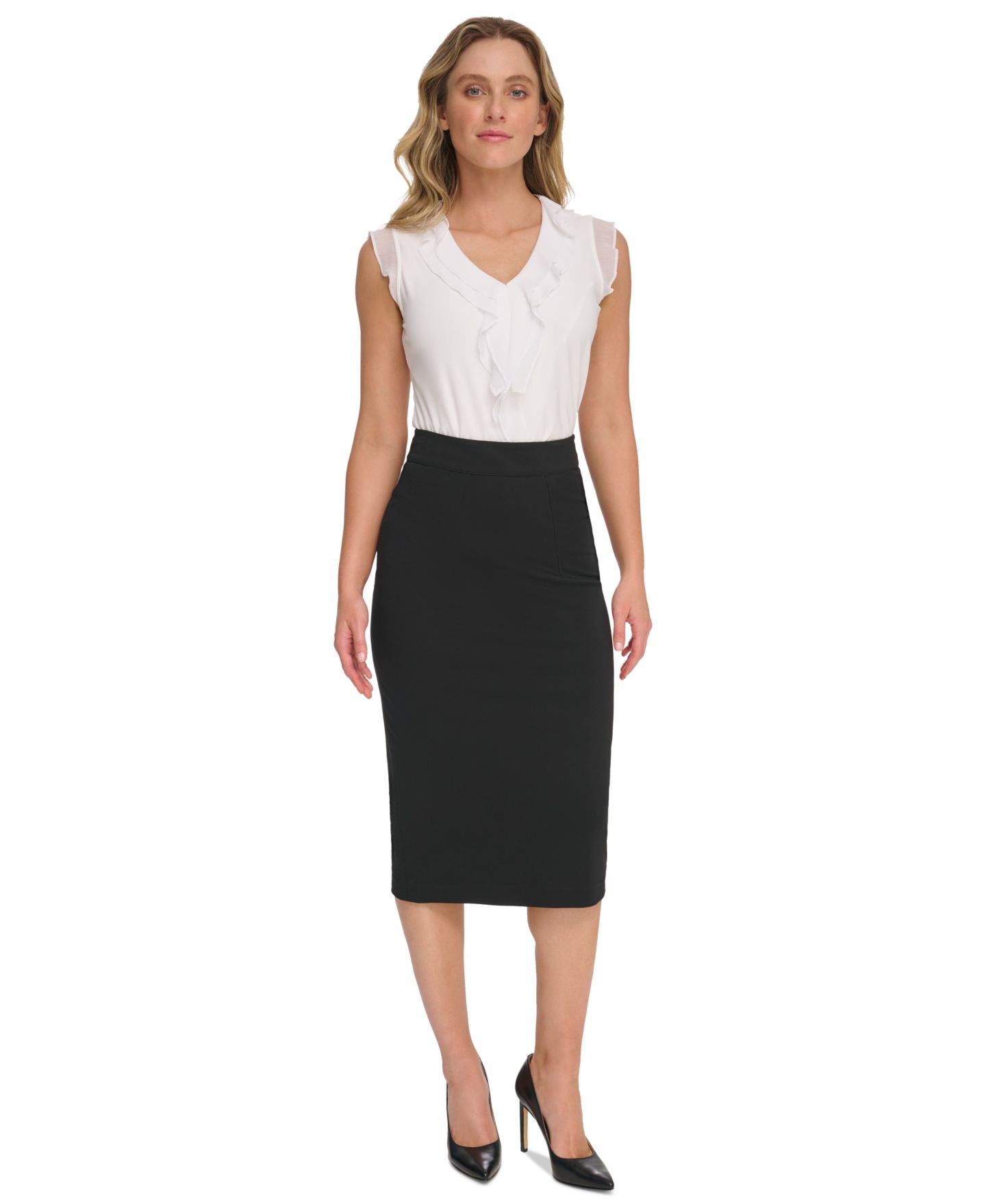 Женская юбка Tommy Hilfiger Ponte Pencil Midi, цвет: Чёрный — фото 4