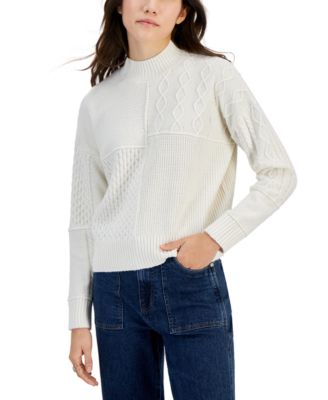 Hippie Rose - Juniors' Mock-Neck Mixed-Stitch Sweater