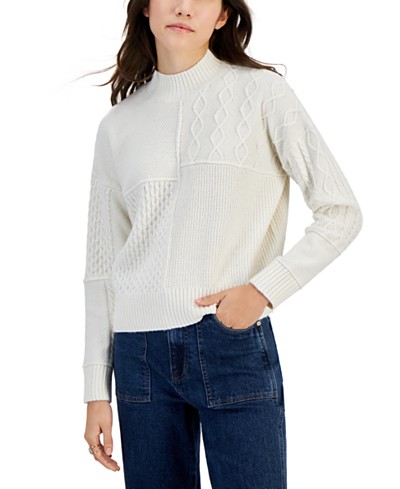 Calvin Klein Sweater Women\'s Oversized Jeans - Macy\'s Logo Intarsia Crewneck