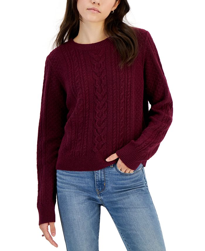 Burgundy cable discount knit sweater