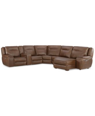 CLOSEOUT! Hansley 6-Pc. Zero Gravity Leather Sectional with 2 Power Recliners and Chaise, Created for Macy's