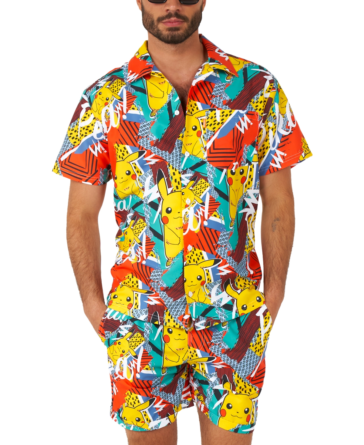Men's Short-Sleeve Pikachu Graphic Shirt & Shorts Set - Miscellane