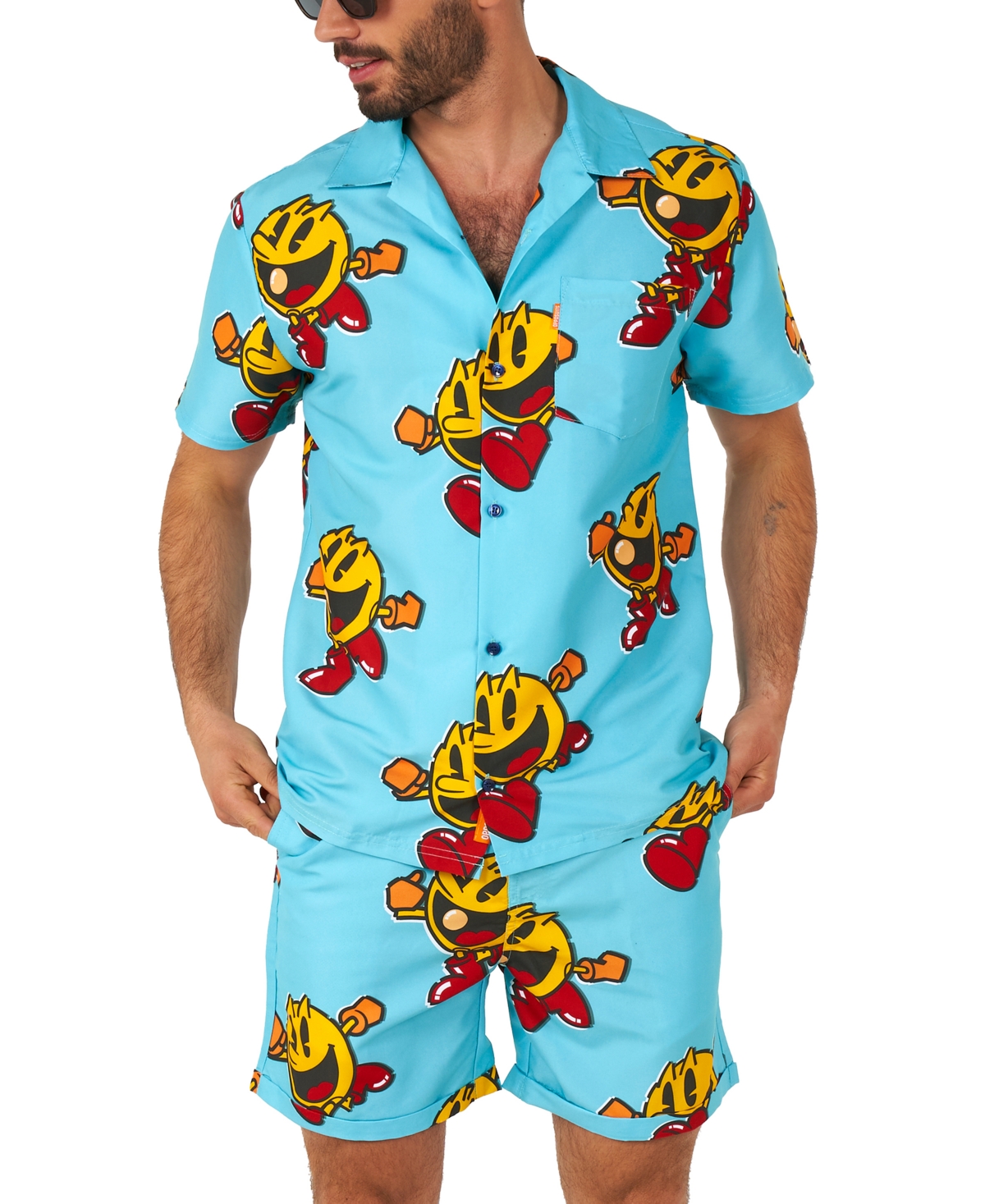 Men's Short-Sleeve Pac-Man Graphic Shirt & Shorts Set - Blue