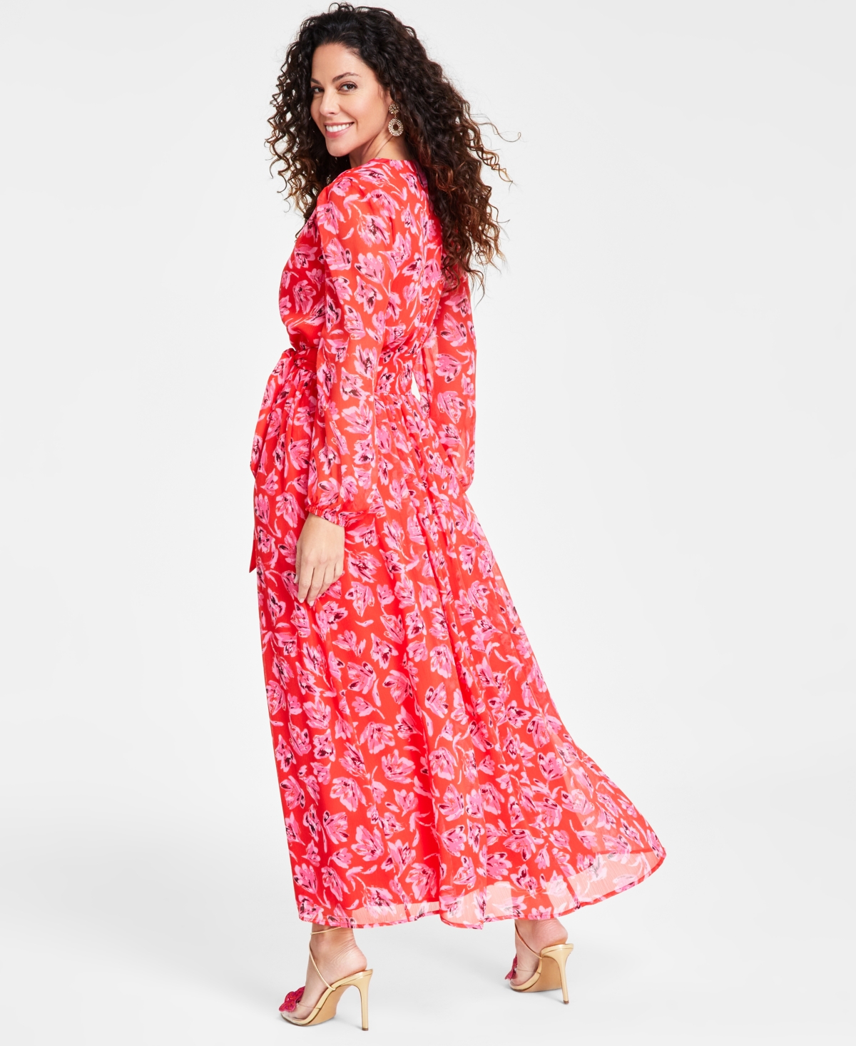 Shop Inc International Concepts Women's V-neck Tie-waist Maxi Dress, Created For Macy's In Bea Bouquet