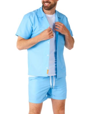 Men's Summer Set - 2 Piece Beach Wear set - Light Cool Blue - Matching Shirt and Shorts