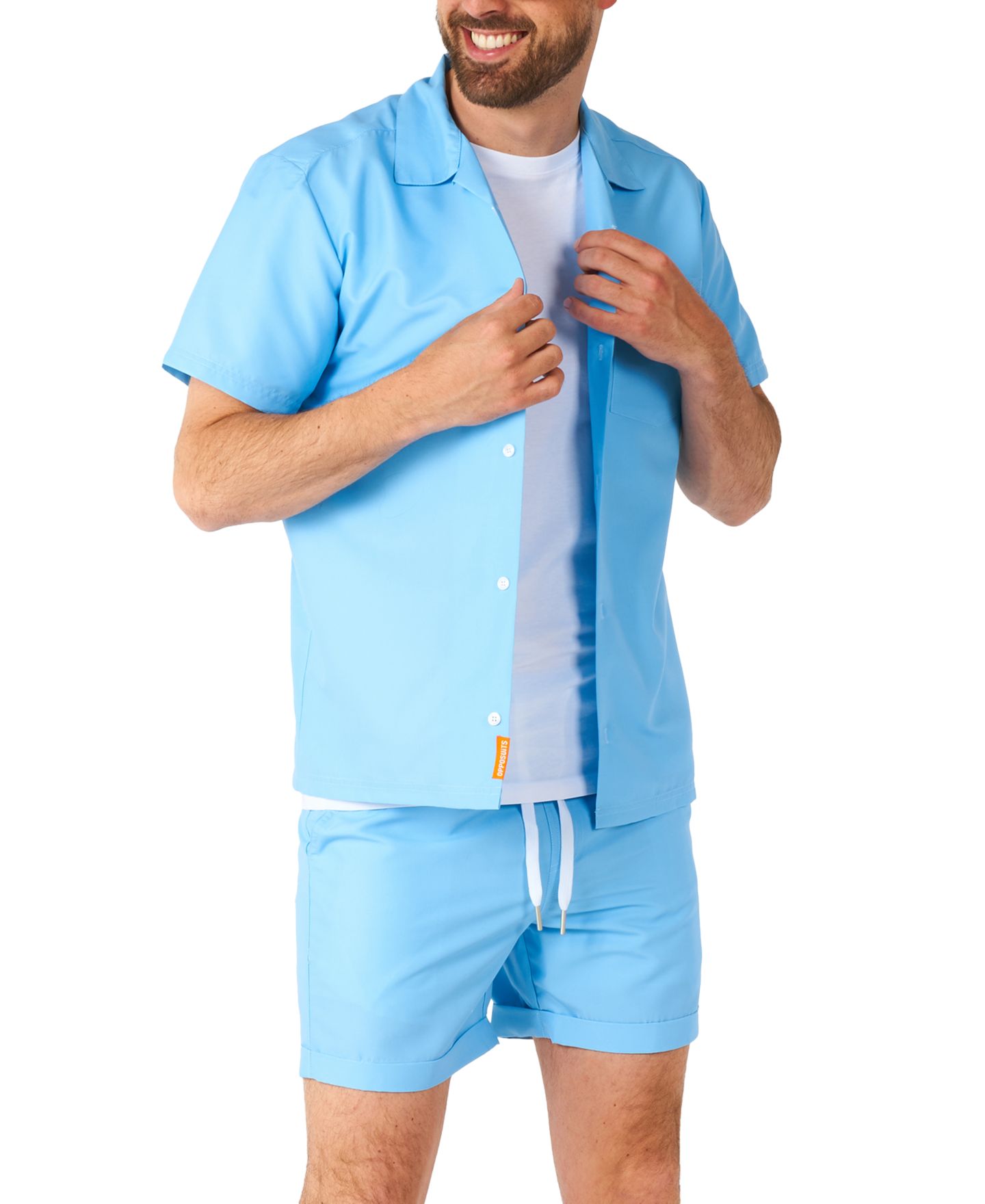 Мужской комплект OppoSuits Summer Set - 2 Piece Beach Wear set - Light Cool Blue - Matching Shirt and Shorts, цвет: Синий — фото 2