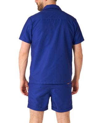Men's Summer Set - 2 Piece Beach Wear set - Navy Blue - Matching Shirt and Shorts