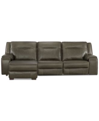CLOSEOUT! Hansley 3-Pc Zero Gravity Leather Sofa with 2 Power Recliners and Chaise, Created for Macy's