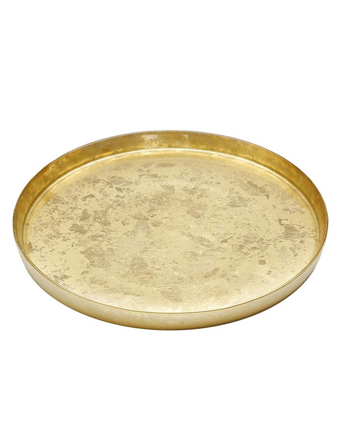 Classic Touch 11" Gold Glitter Dinner Plates with Raised Rim 4 Piece