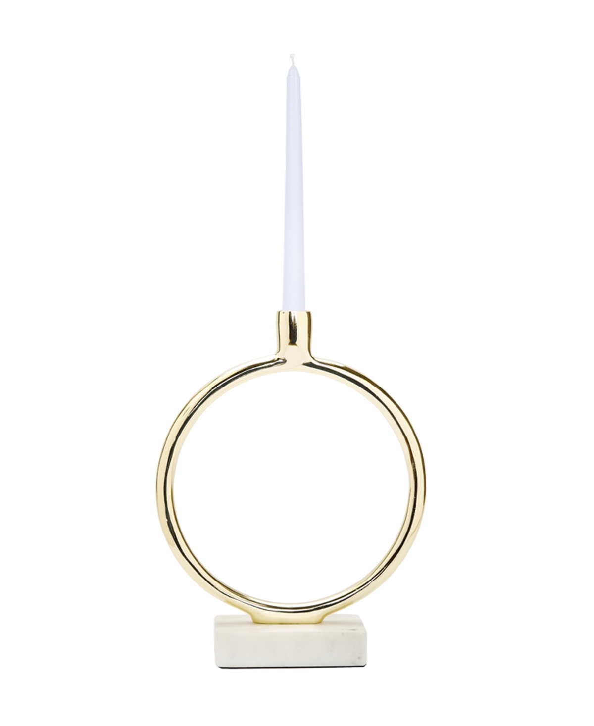 Classic Touch Circular Taper Candle Holder On Marble Base, 11.75" H In Gold