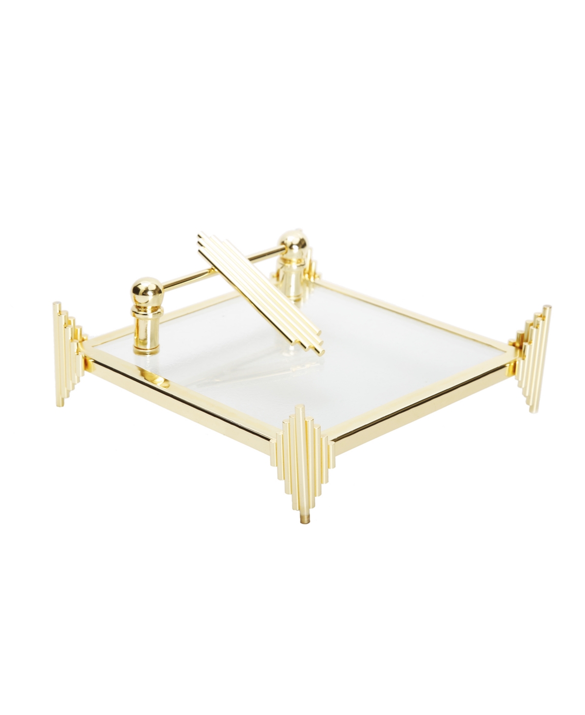 Classic Touch Symmetrical Design Square Napkin Holder In Gold