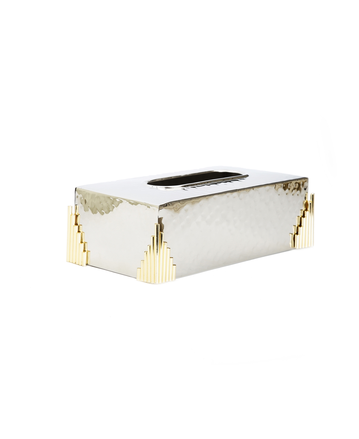 Stainless Steel Tissue Box with Symmetrical Design - Gold