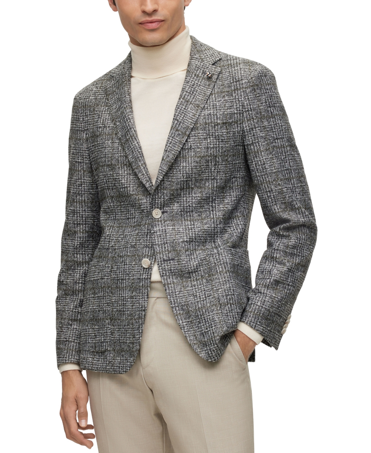 Hugo Boss Boss By  Men's Checked Slim-fit Jacket In Medium Gray
