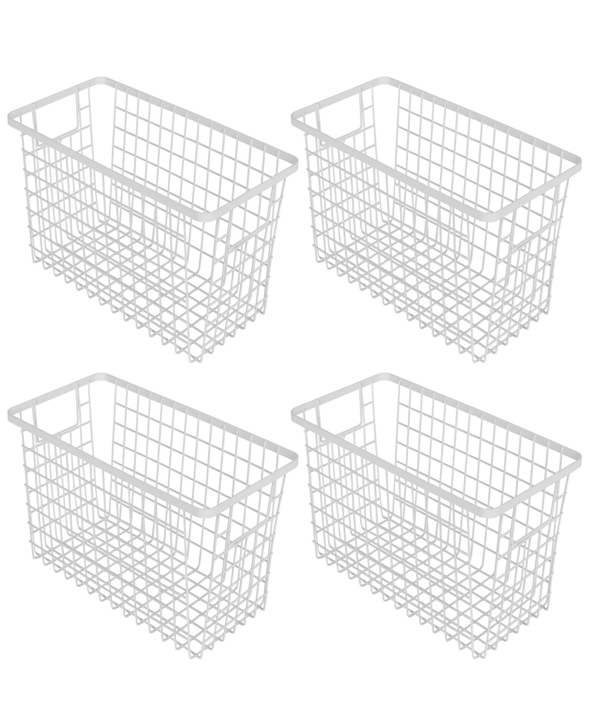 Nestable 6" x 12" x 6" Basket Organizer with Handles, Set of 4 - White