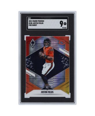 Justin Fields Chicago Bears 2021 Phoenix Fire Burst #108 SGC Authenticated 9 Rookie Card