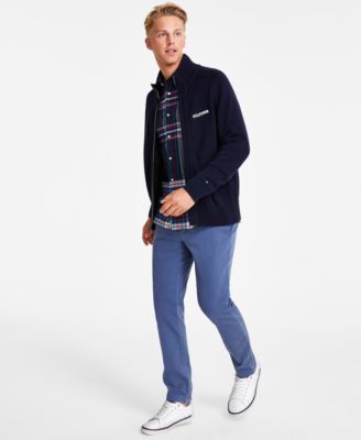 Tommy Hilfiger Mens Sweater Gradient Check Shirt Th Flex Stretch Regular Fit Chino Pants In Navy Blaze