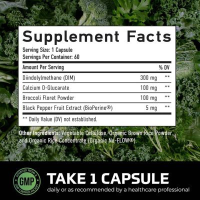 DIM 300mg For Men, Estrogen Blocker & Aromatase Inhibitor, Men s Hormone Balance & Fitness Booster Supplement with Diindolylmethane, 60ct