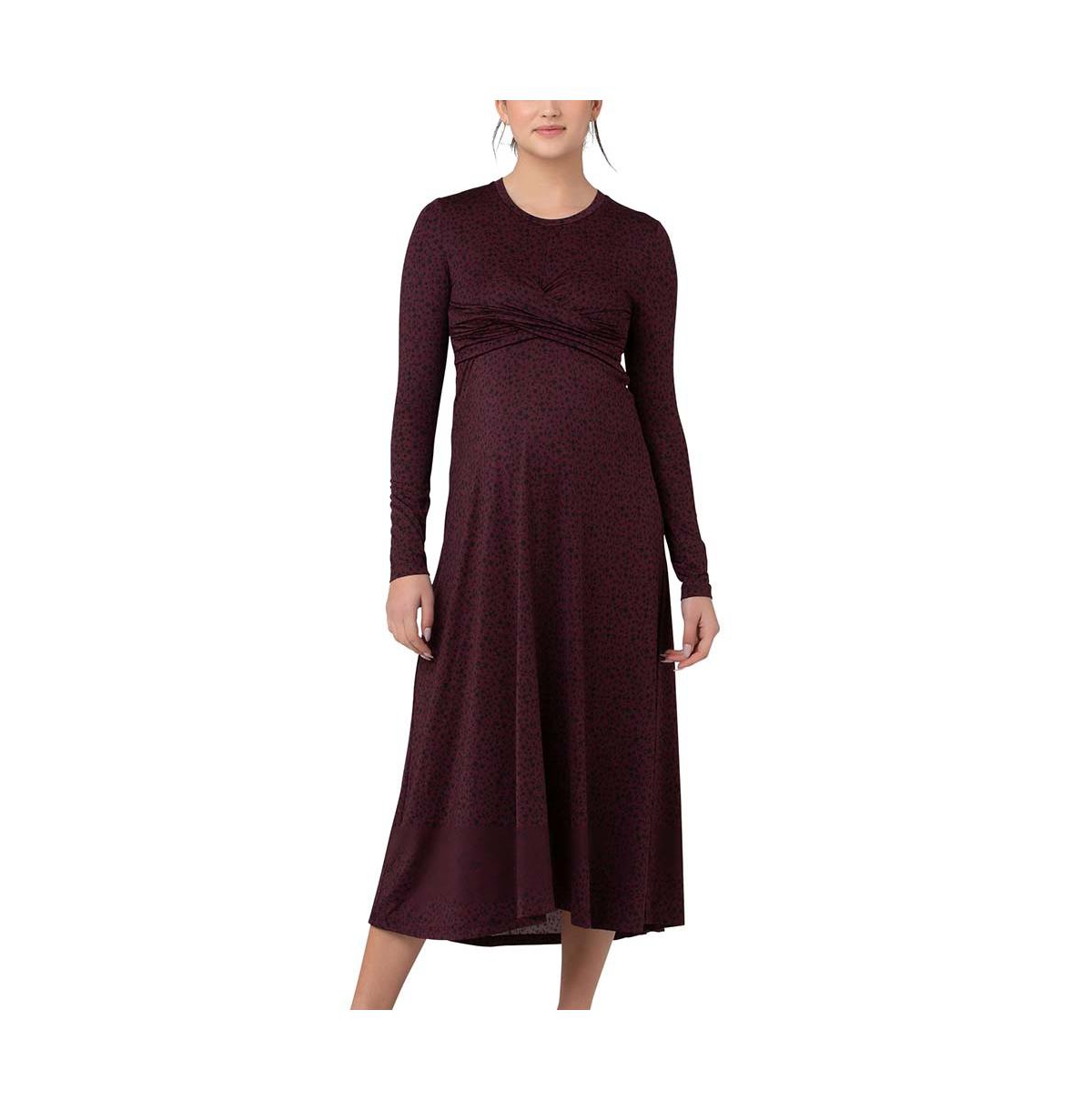 Maternity Ripe Jude Cross Front Nursing Dress Maroon/Black - Maroon