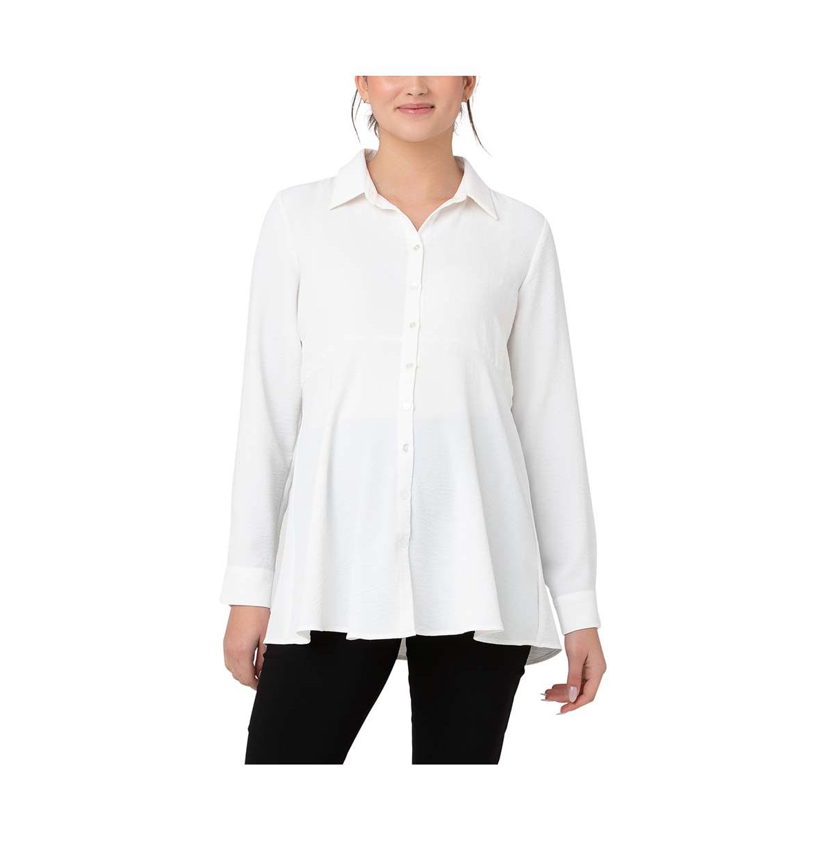 Maternity Ripe Tina Button Up Women Peplum Shirt White - White