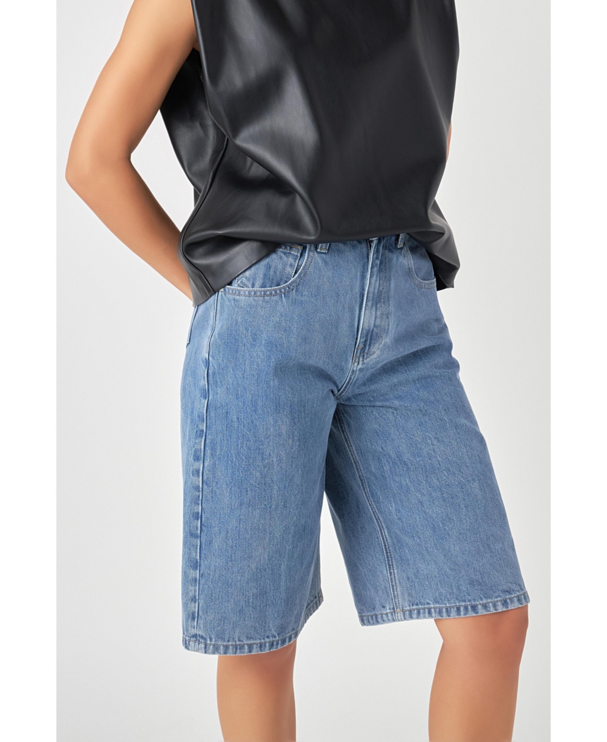 Grey Lab Women's Low Waisted Denim Shorts