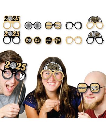 Big Dot of Happiness Disco New Year, Party Photo Booth Props Kit - 20 Count