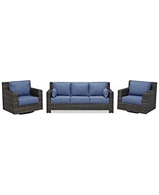 Viewport Outdoor Wicker 3-Pc. Seating Set (1 Sofa and 2 Swivel Gliders) with Sunbrella® Cushions, Created for Macy's