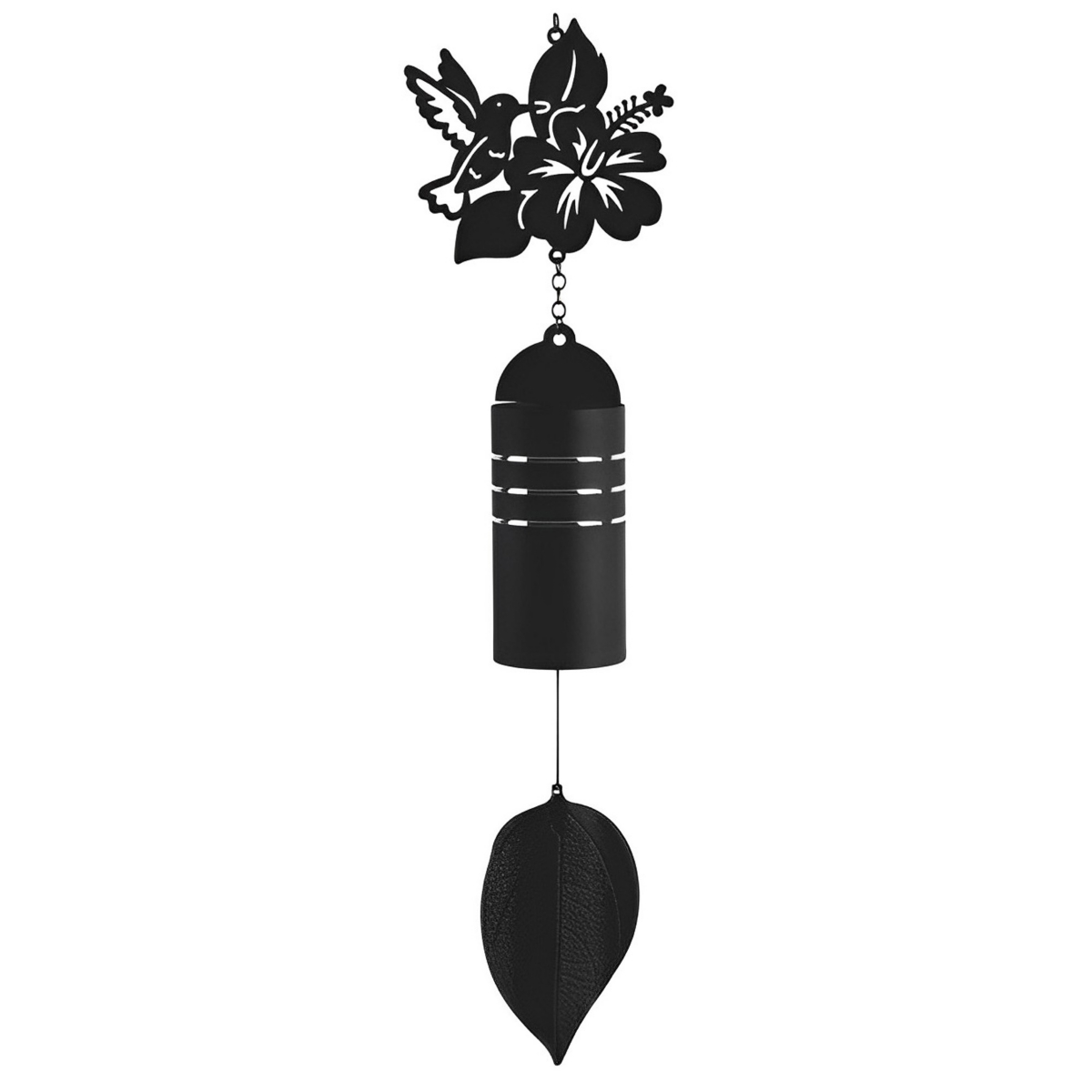 23" Long Metal Black Hummingbird Wind Chime Home Decor Perfect Gift for House Warming, Holidays and Birthdays - Black
