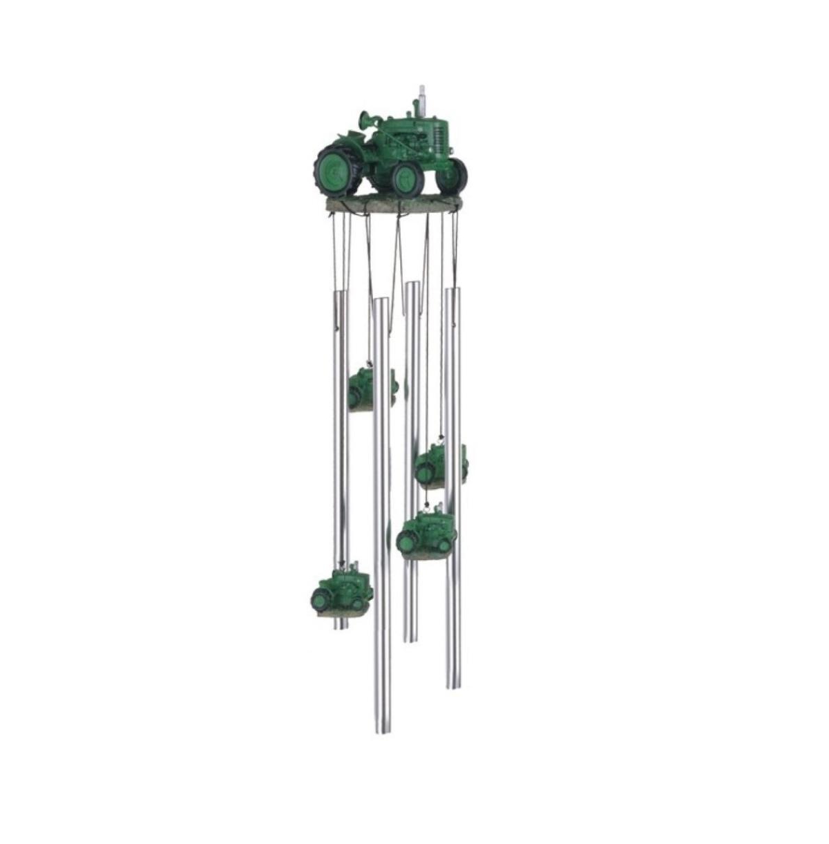 23" Long Green Tractor Round Top Wind Chime - Silver