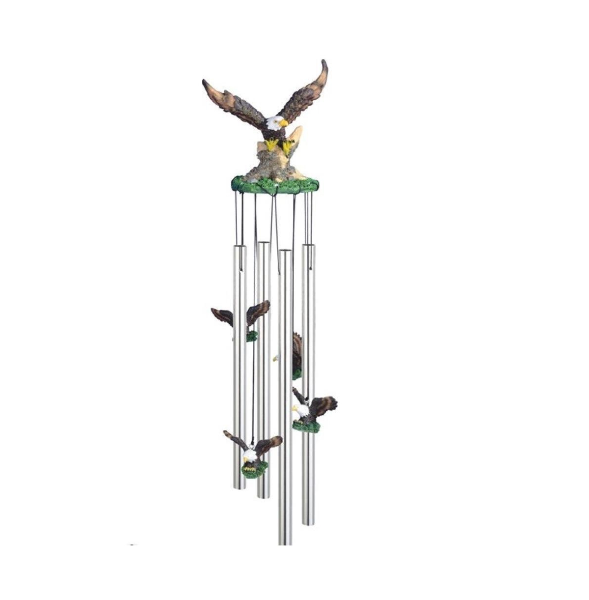 23" Long Eagle Round Top Wind Chime - Silver