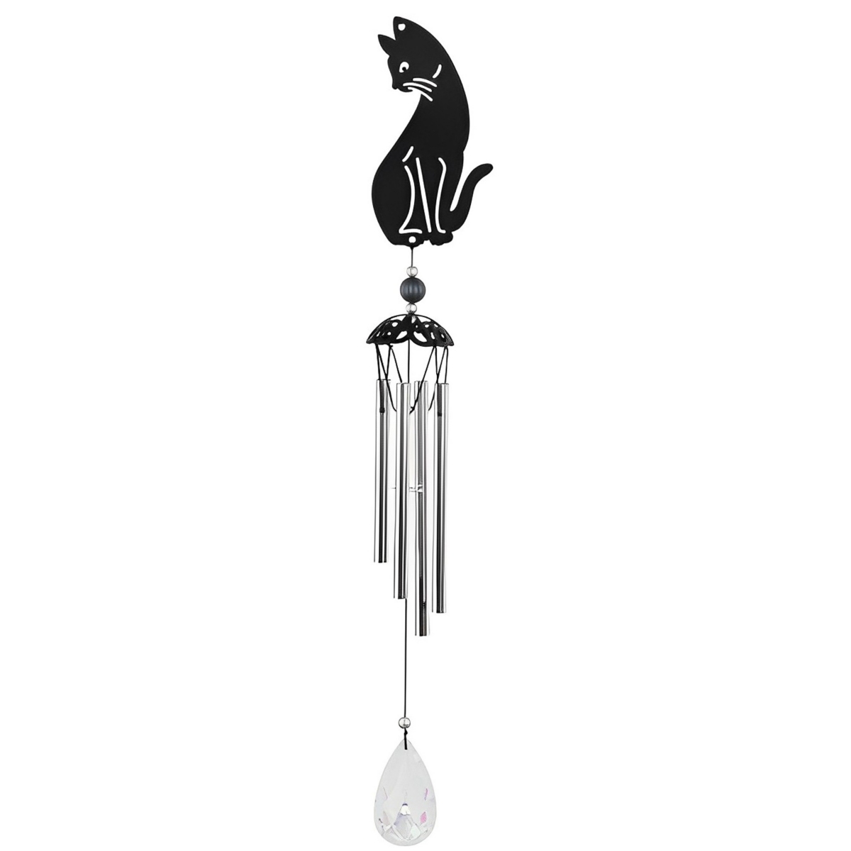 Fc Design LongCat Silhouette Wind Chime Home Decor Perfect Gift for House Warming, Holidays and Birthdays - Black