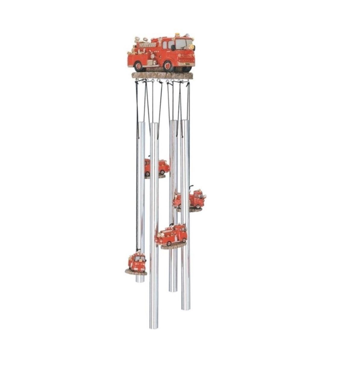 23" Long Fire Truck Round Top Wind Chime - Silver