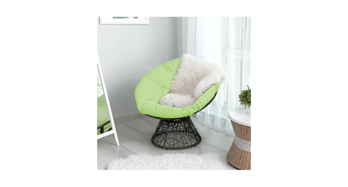 Rattan Papasan Chair Ergonomic 360-degree Swivel Soft Cushion Garden