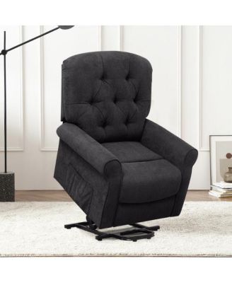 Recliner Chair Sofa for Elderly with Side Pocket and Remote Control-Black