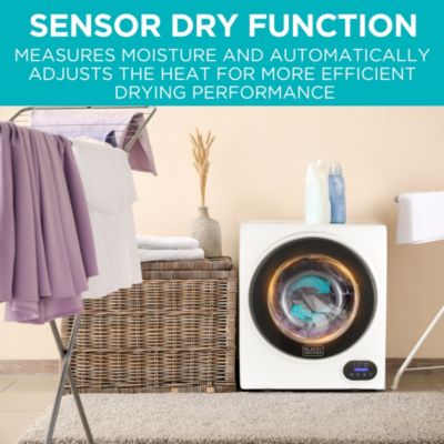 BLACK+DECKER Compact Clothes Dryer, 1.5 Cu. Ft. 850W Electric Dryer, 120V Vented Portable Dryer