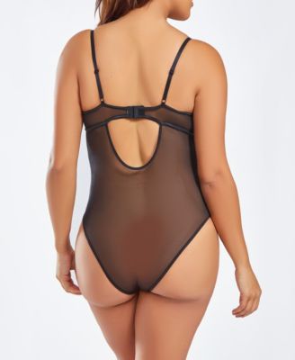 Plus Size 1 Piece Embroidered Lingerie Bodysuit