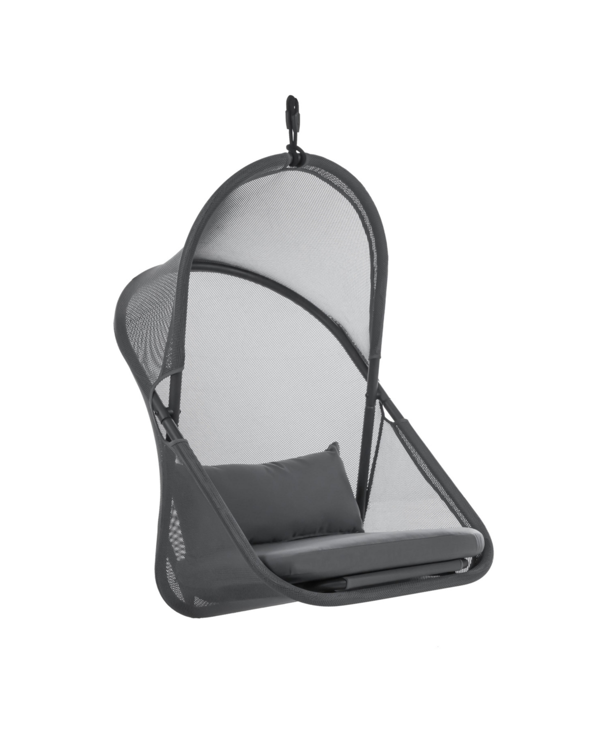 Furniture Of America 43.25" Mesh Foldable Swing Chair With Canopy Low Back Cushion No Stand In Dark Gray