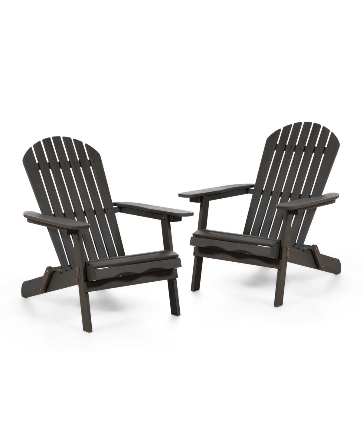 Furniture Of America 2 Piece Outdoor Eucalyptus Wood Folding Adirondrack Chairs In Washed Gray