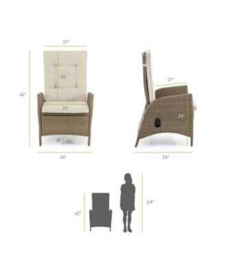 2 Piece Resin Wicker Outdoor Gas Spring Reclining Chairs with Cushions