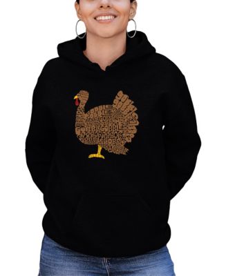 売れ筋商品|||エルエーポップアート カットソー トップス レディース Women's Thanksgiving Word Art Hooded Sweatshirt Purple LA Pop Art Women's Thanksgiving Word Art Hooded Sweatshirt
