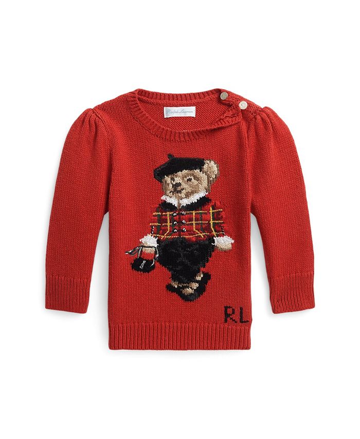 Ralph Lauren Baby Girl's Polo Bear Knit Sweater SIZE 3 MONTHS NWT