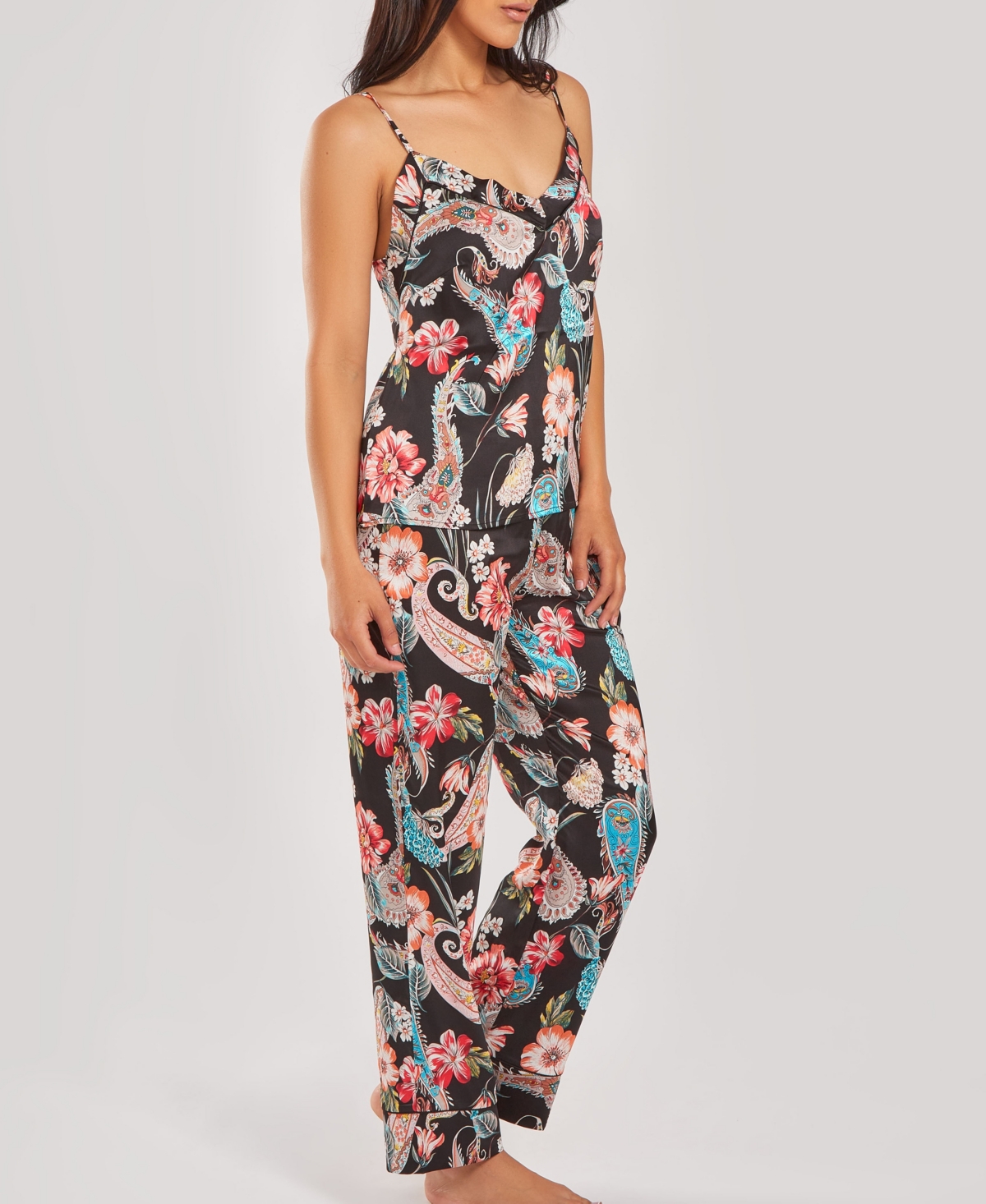 iCollection Women's Silky Soft Printed Pants 2 Piece Pajama Set - Multi