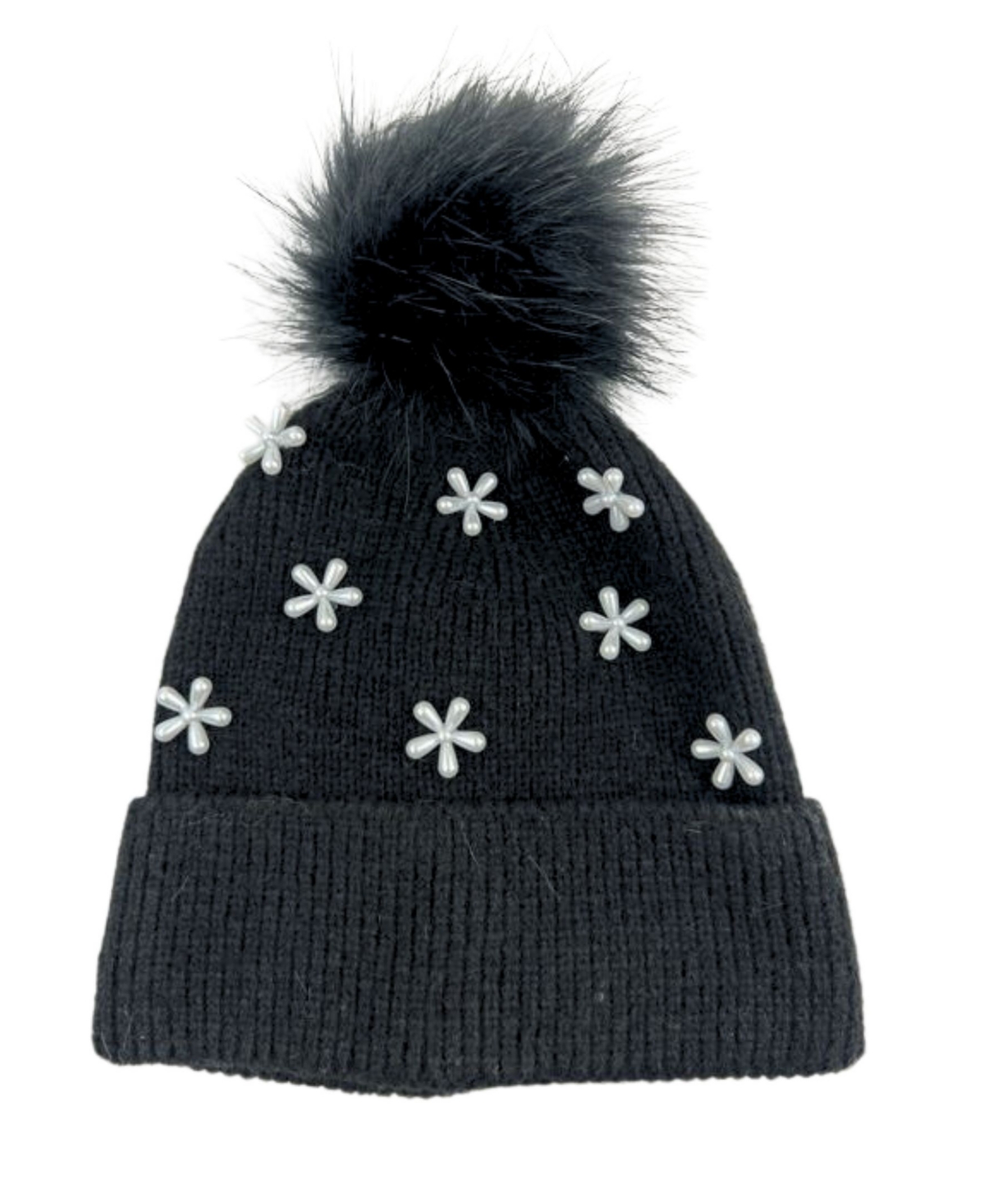 Marcus Adler Imitation Pearl Flower Pom Beanie