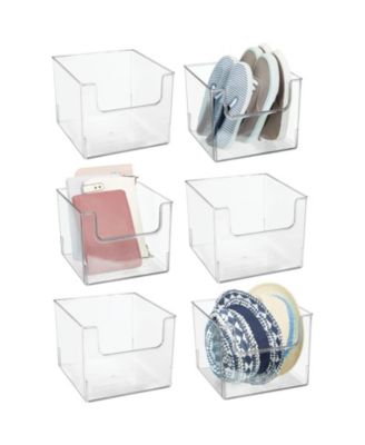 mDesign Closet Plastic Storage Organizer Bin with Open Dip Front, 6 ...