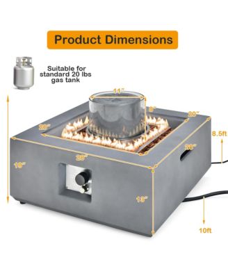 28'' Patio Fountain Fire Pit Table 50,000 BTU Square Propane Fire Pit