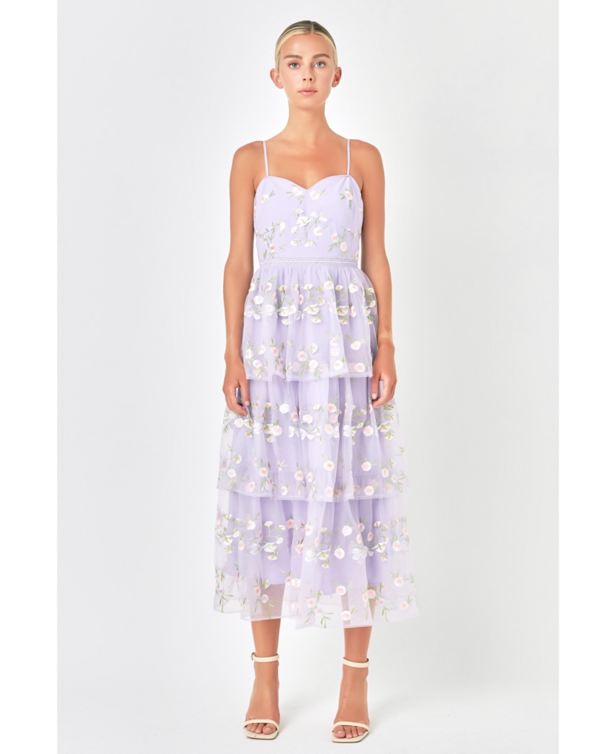 Endless Rose Women's Floral Layered Midi Dress In Lilac Multi