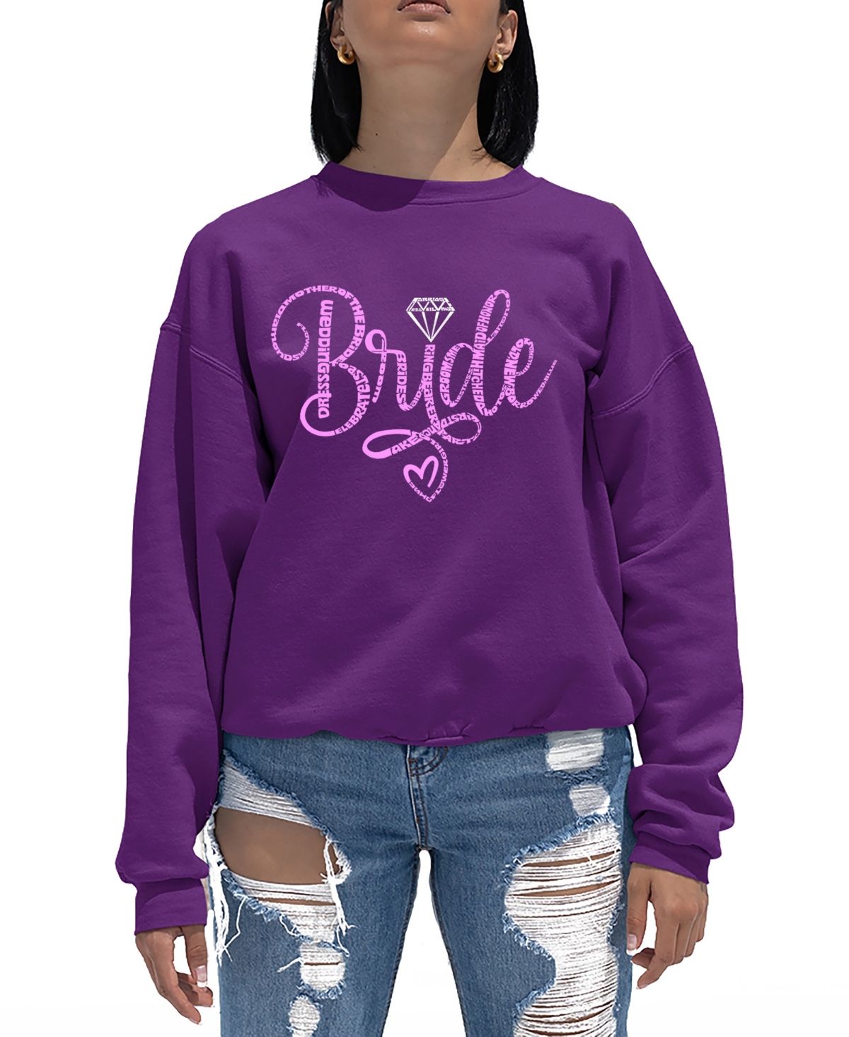 La Pop Art Women's Bride Word Art Crewneck Sweatshirt