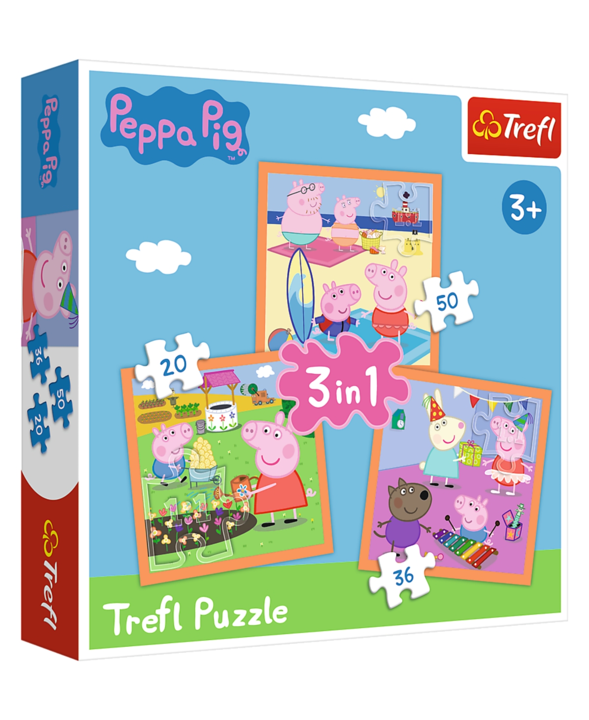 Trefl Kids' Peppa Pig 3 In 1 20, 36, 50 Piece Puzzle In Multi