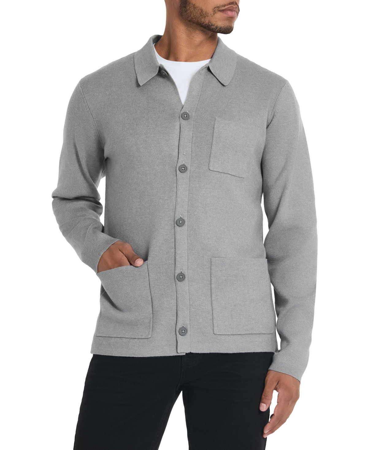 Men's Sport Shirt Sweater - Grey/Heather