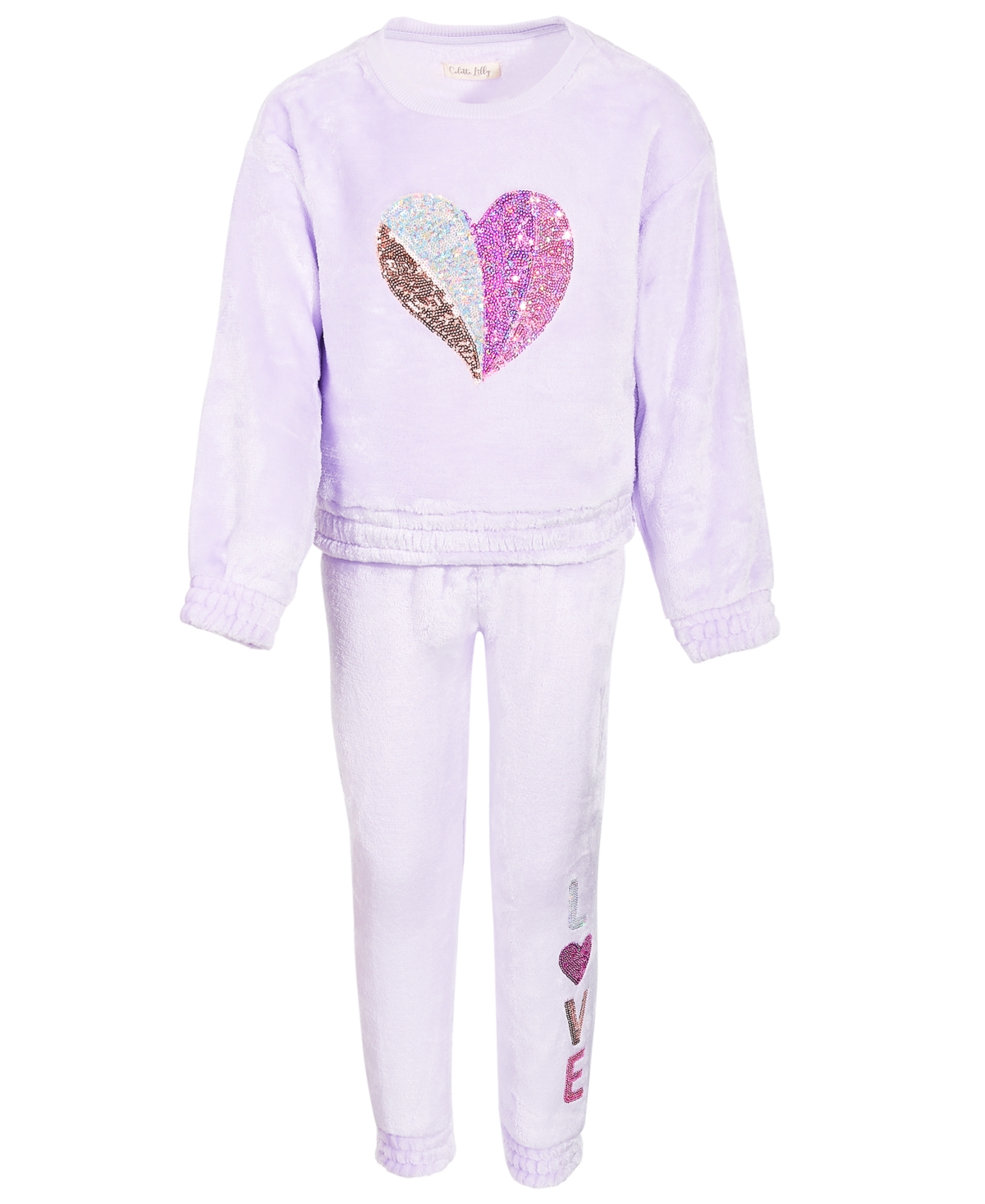 Colette Lilly Kids' Little Girls Cozy Crewneck & Jogger Pants Set In Pastel Lilac